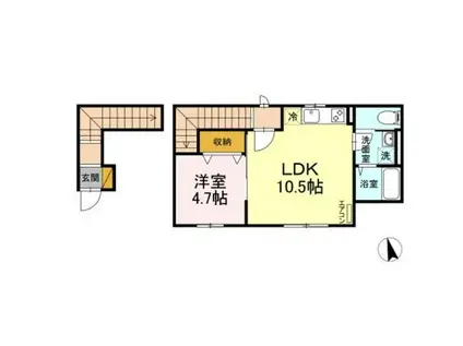 リーセント・メゾンS(1LDK/2階)の間取り写真