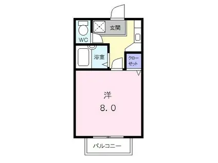 ロイヤルハイツ朋友(1K/2階)の間取り写真