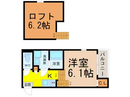 ボヌール東海通(1SK/1階)の間取り写真