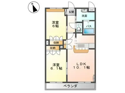 レジアスガーデン(2LDK/3階)の間取り写真