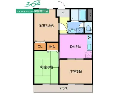 川方マンションI(3DK/1階)の間取り写真
