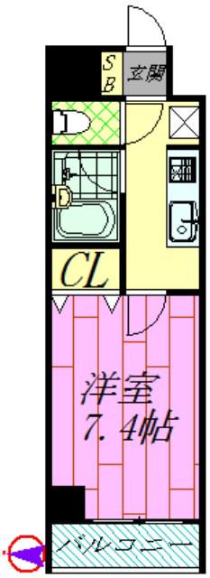 グランパアレI(1K/4階)の間取り写真