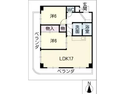 フォレスト岐阜(2LDK/4階)の間取り写真