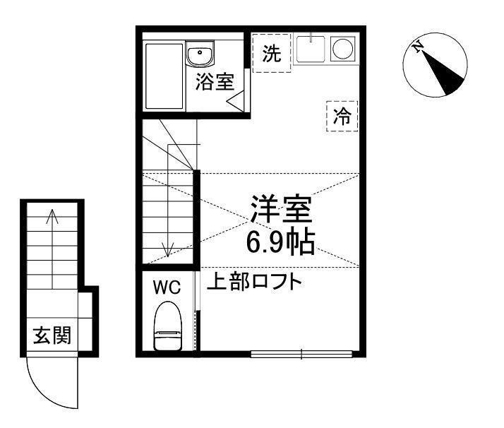 IVY HOUSE HORIKIRI N棟(ワンルーム/2階)の間取り写真