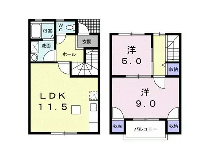 コーポさいのとNO2(2LDK/1階)の間取り写真