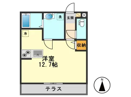 カーサ江戸川(ワンルーム/1階)の間取り写真