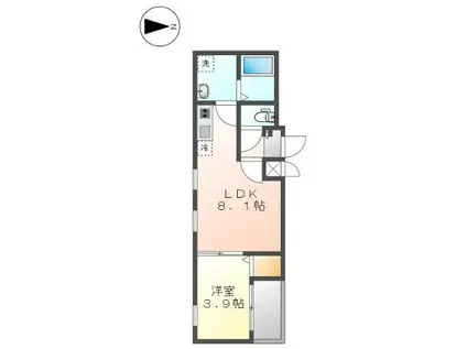 CHERIM 本陣十王町 ノース(1LDK/3階)の間取り写真