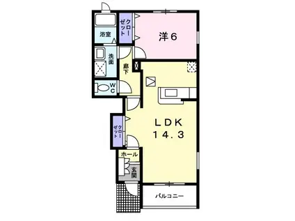 ラ・レーヴ ドゥー(1LDK/1階)の間取り写真