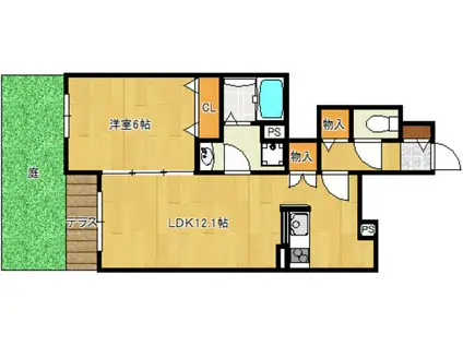 ZAIKI B.L.D.G(1LDK/1階)の間取り写真