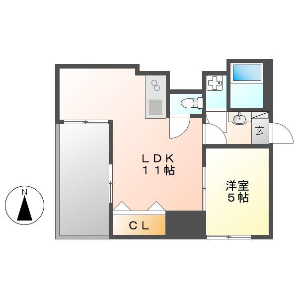 グレイス新栄(1LDK/3階)の間取り写真