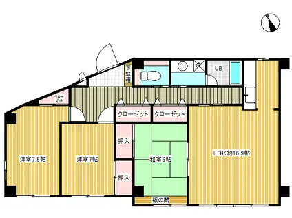 取手JKマンション(3LDK/2階)の間取り写真