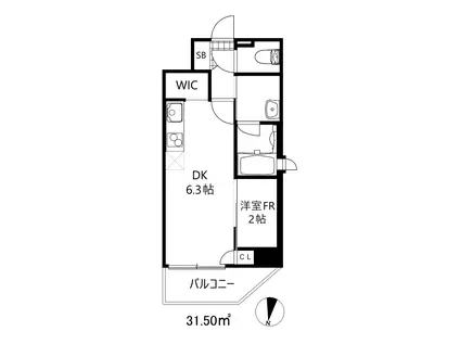 ネクストステージ神戸元町(1DK/6階)の間取り写真