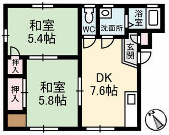 フレグランスマニス(2DK/1階)の間取り写真