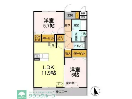 リヴェールA(2LDK/3階)の間取り写真