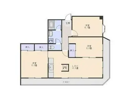 グリーンプラザ(3LDK/7階)の間取り写真