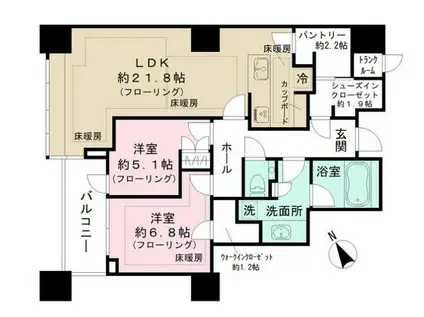 三田ガーデンヒルズ ウエストヒル(2LDK/5階)の間取り写真