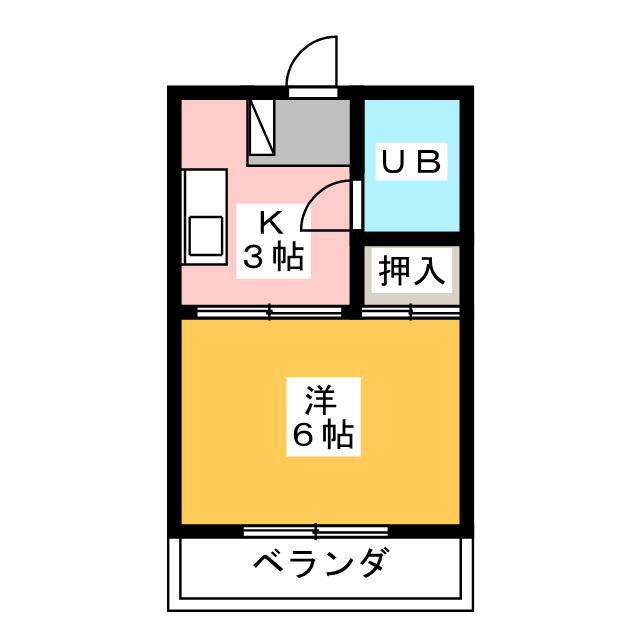 サンライズ北原(1K/1階)の間取り写真