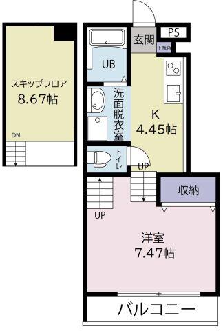 ラ フェリーチェ A棟(1SK/1階)の間取り写真