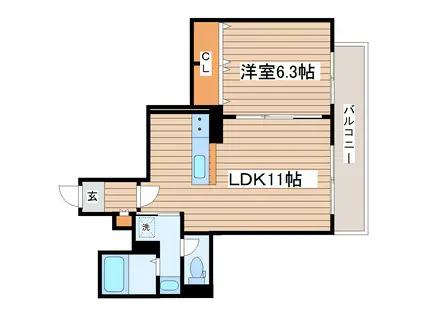 リラ二十人町(1LDK/3階)の間取り写真