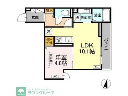 D PAINA 浅田(1LDK/2階)の間取り写真