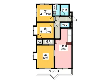 ルバービアニイザ2(3LDK/2階)の間取り写真