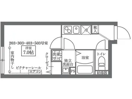COCOCUBE西日暮里(1K/5階)の間取り写真