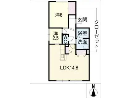 フレシール KAZE(1LDK/2階)の間取り写真