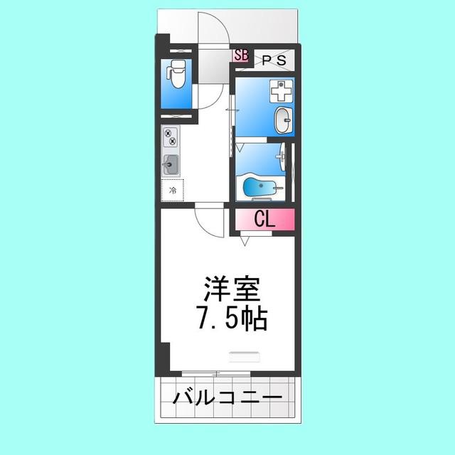 サザンクレスト七道(1K/3階)の間取り写真