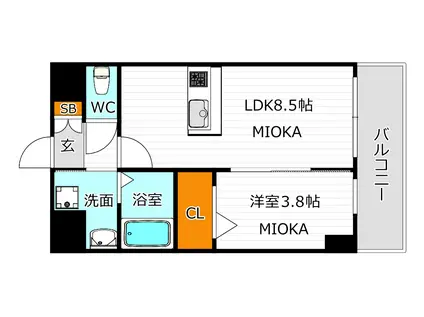 シスイル清水丘(1LDK/3階)の間取り写真