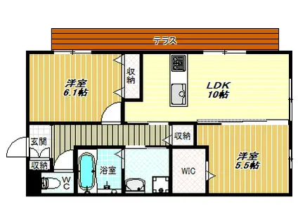 SUNSUNあおばおか(2LDK/1階)の間取り写真
