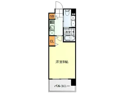 THE BLISSFUL FORT 仙台駅東(1K/4階)の間取り写真