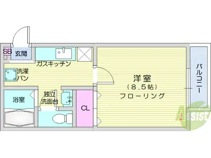 エスペーロ(1K/1階)の間取り写真