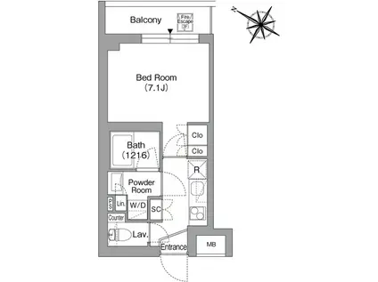 ORSUS戸越銀座(1K/3階)の間取り写真