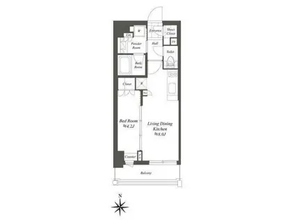 クレストコート白金高輪(1LDK/4階)の間取り写真