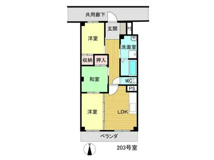 リバーサイド三日月(3LDK/2階)の間取り写真