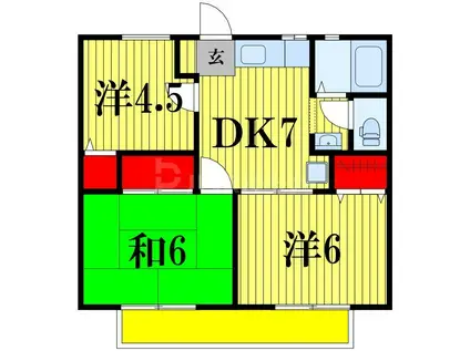 アーバン天王台B(3DK/2階)の間取り写真