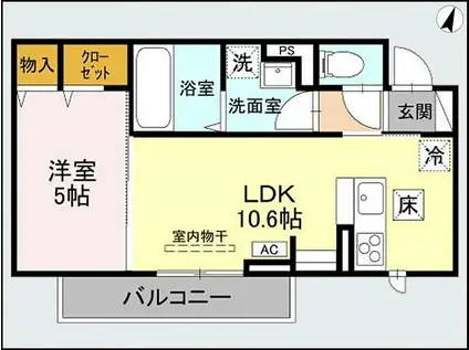 CLASSEUM幸西III(1LDK/1階)の間取り写真