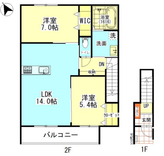 アルクス長束(2LDK/2階)の間取り写真