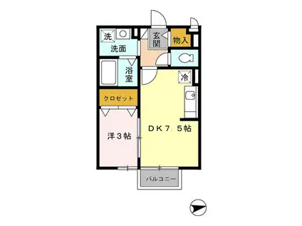 ミカハウスII(1DK/2階)の間取り写真