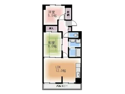 シャトー汐路(2LDK/3階)の間取り写真