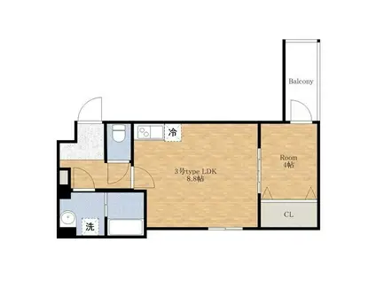 AND TERRACE 羽曳野(1LDK/1階)の間取り写真