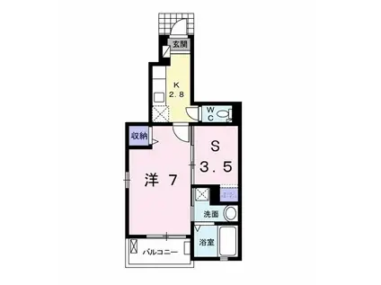 サニースクエアI(1SK/1階)の間取り写真