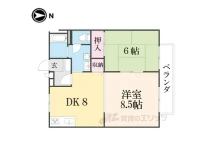 アムール安富(2LDK/2階)の間取り写真