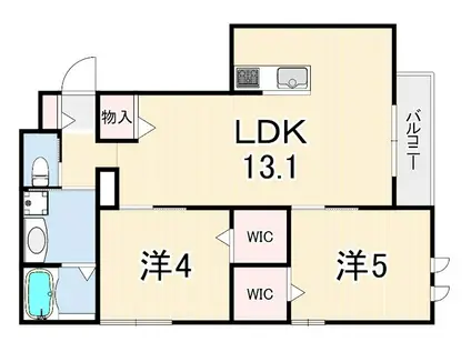 北町ナスチヤ(2LDK/1階)の間取り写真