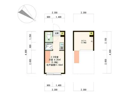 LEDミラージュ(ワンルーム/1階)の間取り写真