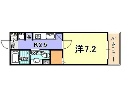 アルファレガーロ 兵庫(1K/4階)の間取り写真