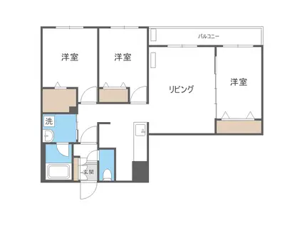 リーフウイング(3LDK/2階)の間取り写真