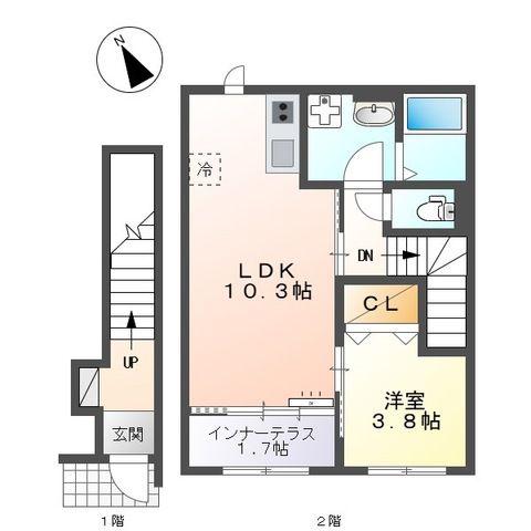 ルミナス鷺沼(1LDK/2階)の間取り写真