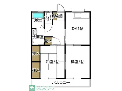 ハイツサンライズ(2DK/2階)の間取り写真