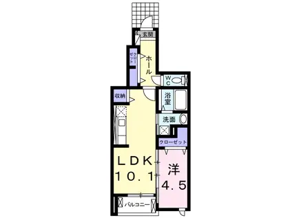 レジデンス花笠(1LDK/1階)の間取り写真